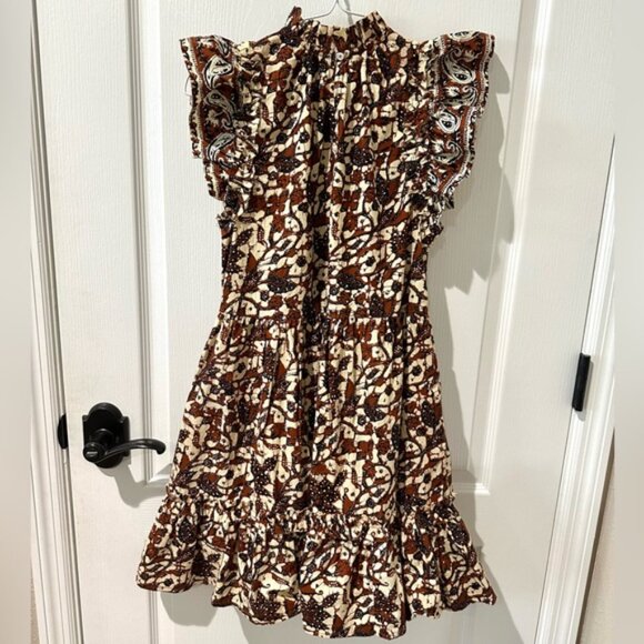 House Of Harlow 1960 Nicole Richie Flutter Sleeve Mock Neck Baby Doll Dress - Picture 9 of 12